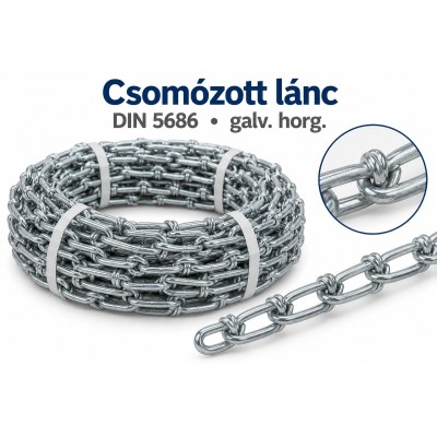 Csomózott lánc – DIN 5686, galv. horg.