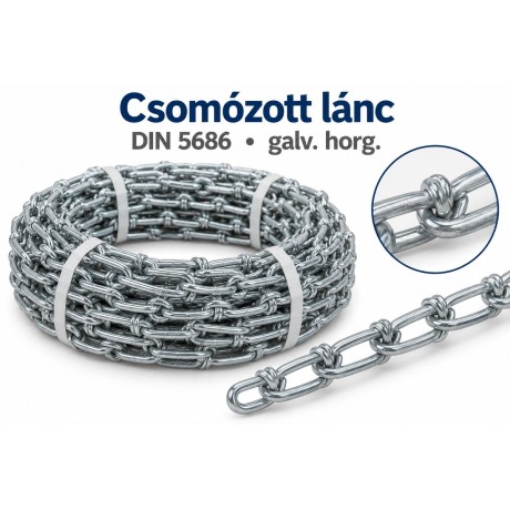 Csomózott lánc – DIN 5686, galv. horg.