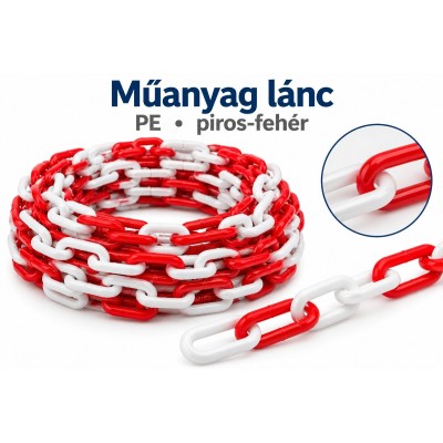 Műanyag lánc – PE, piros-fehér