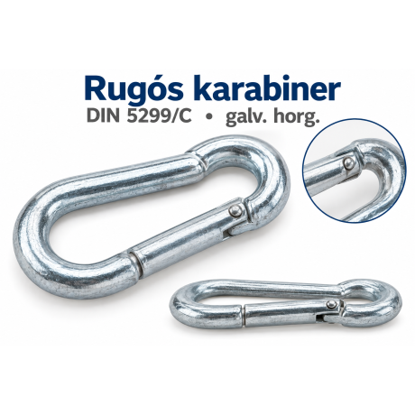Rugós karabiner – DIN 5299/C, galv. horg.