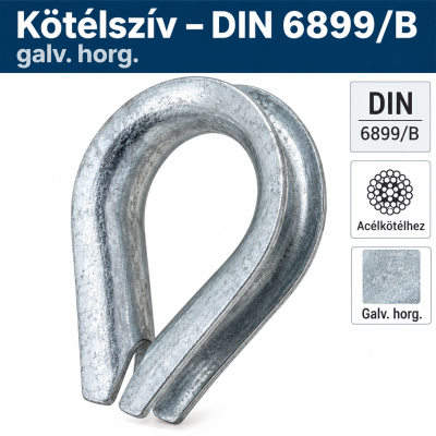 Kötélszív – DIN 6899/B, galv. horg.