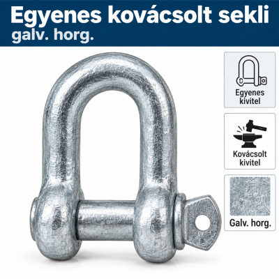 Egyenes kovácsolt sekli – galv. horg.