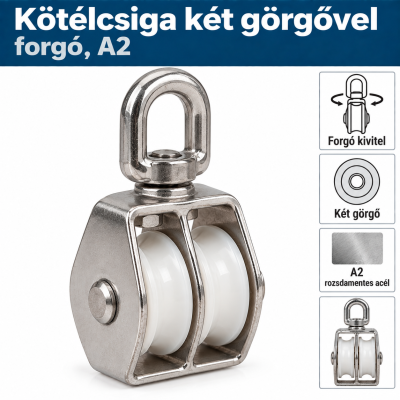 Kötélcsiga két görgővel – forgó, A2