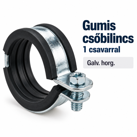 Gumis csőbilincs 1 csavarral – galv. horg.