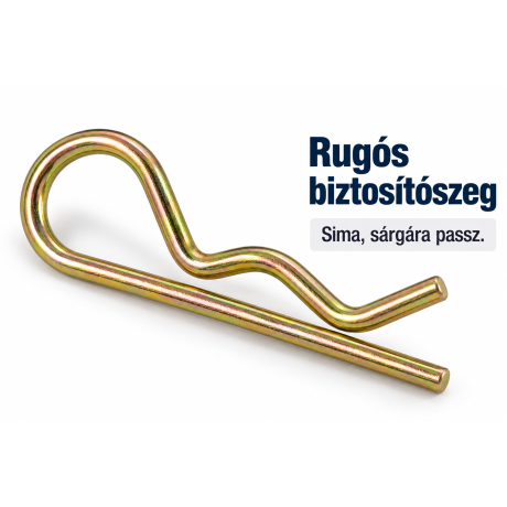 Rugós biztosítószeg, sima, sárgára passz.