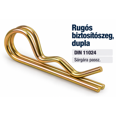 Rugós biztosítószeg, dupla – DIN 11024, sárgára passz