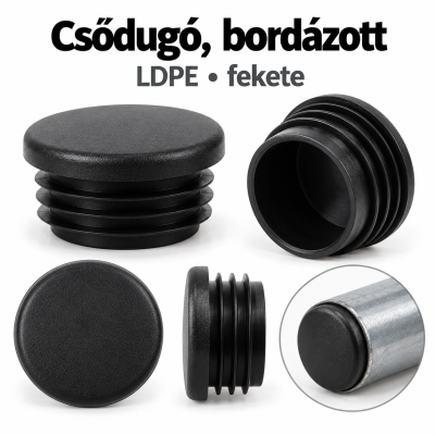 Csődugó, bordázott – LDPE, fekete