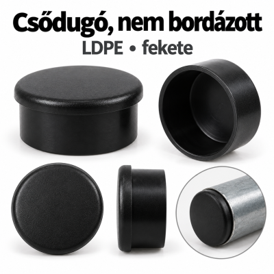 Csődugó, nem bordázott – LDPE, fekete