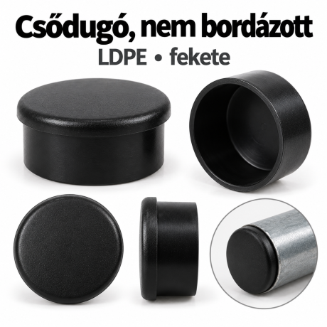 Csődugó, nem bordázott – LDPE, fekete