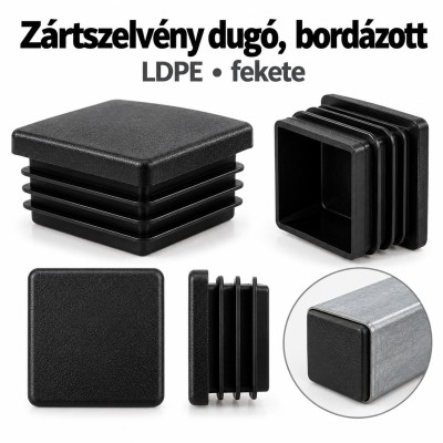 Zártszelvény dugó, bordázott – LDPE, fekete