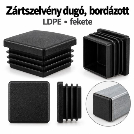 Zártszelvény dugó, bordázott – LDPE, fekete