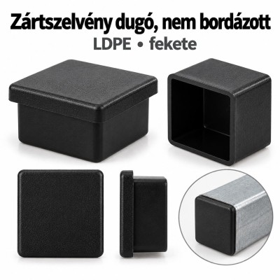 Zártszelvény dugó, nem bordázott – LDPE, fekete