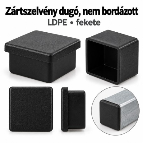 Zártszelvény dugó, nem bordázott – LDPE, fekete