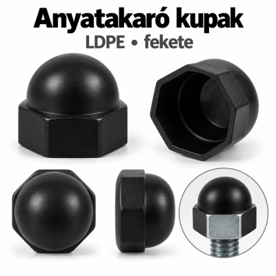 Anyatakaró kupak – LDPE, fekete
