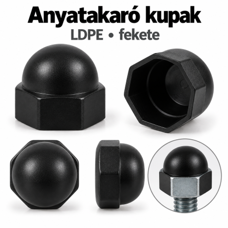 Anyatakaró kupak – LDPE, fekete