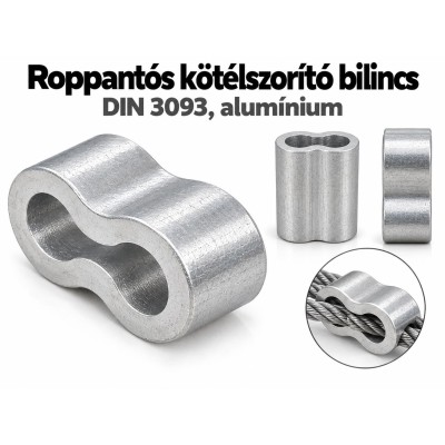 Roppantós kötélszorító bilincs – DIN 3093, alumínium