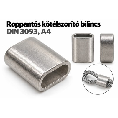 Roppantós kötélszorító bilincs – DIN 3093, A4