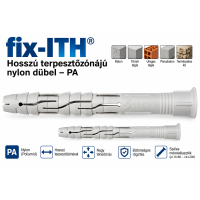 fix-ITH hosszú terpesztőzónájú nylon dübel – PA