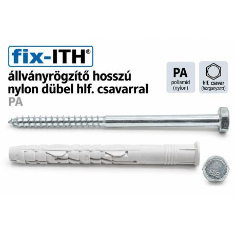 fix-ITH állványrögzítő hosszú nylon dübel hlf. csavarral – PA