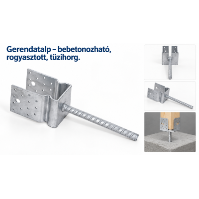 Gerendatalp – bebetonozható, rogyasztott, tüzihorg.