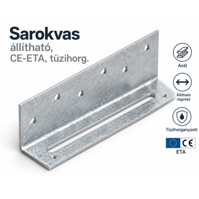 Sarokvas, állítható, CE-ETA, tüzihorg.