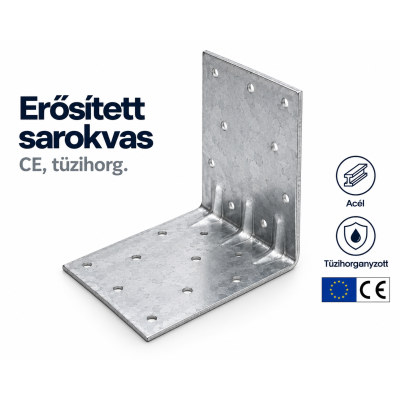Erősített sarokvas, CE, tüzihorg.