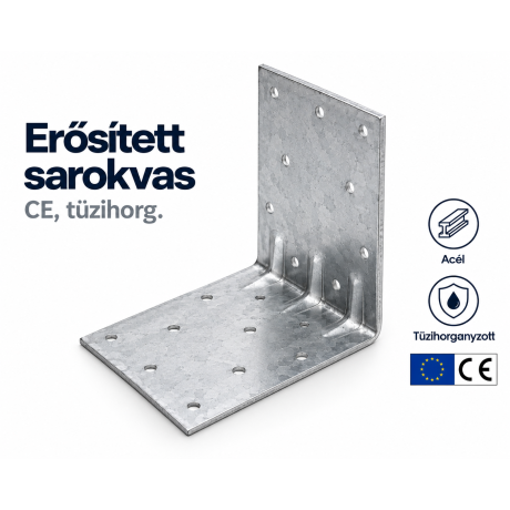 Erősített sarokvas, CE, tüzihorg.