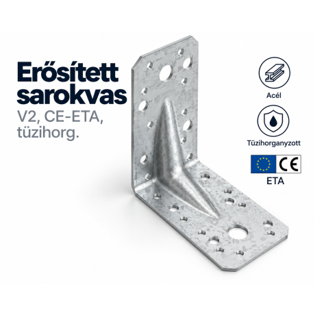 Erősített sarokvas v2, CE-ETA, tüzihorg.