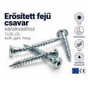 Erősített fejű csavar sarokvashoz, Tx20, CE, acél, galv. horg.