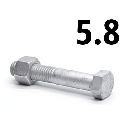 Hatlapfejű részmenetes csavar csavar+2anya 5.8 tüzihorg. (ÜM)