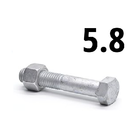 Hatlapfejű részmenetes csavar csavar+2anya 5.8 tüzihorg. (ÜM)