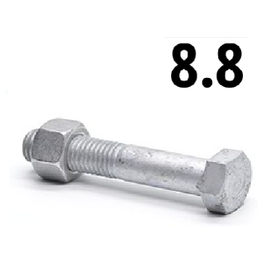 Hatlapfejű részmenetes csavar csavar+anya 8.8 tüzihorg (ÜM)