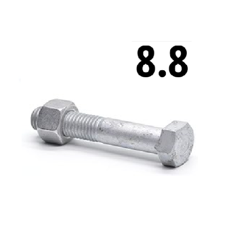 Hatlapfejű részmenetes csavar csavar+anya 8.8 tüzihorg (ÜM)