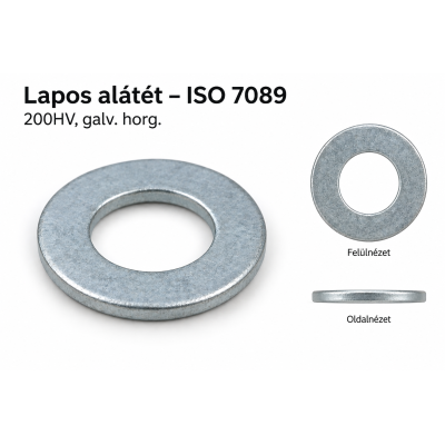 Lapos alátét – ISO 7089, 200HV, galv. horg.