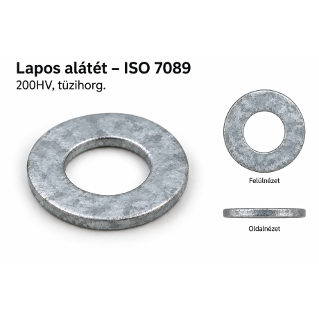 Lapos alátét – ISO 7089, 200HV, tüzihorg.