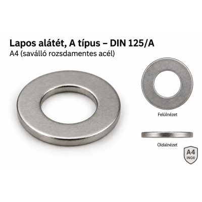 Lapos alátét, A típus – DIN 125/A, A4