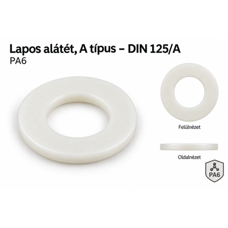 Lapos alátét, A típus – DIN 125/A, PA6