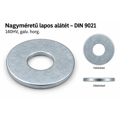 Nagyméretű lapos alátét – DIN 9021, 140HV, galv. horg.