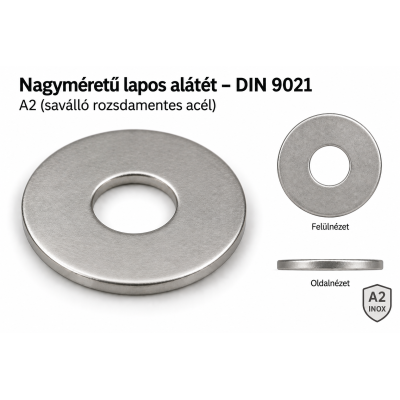 Nagyméretű lapos alátét – DIN 9021, A2