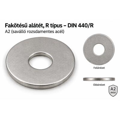 Fakötésű alátét, R típus – DIN 440/R, A2