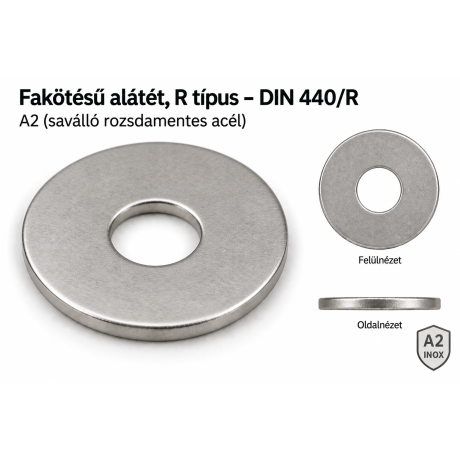 Fakötésű alátét, R típus – DIN 440/R, A2