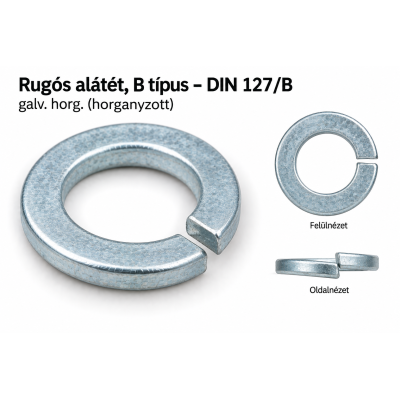 Rugós alátét, B típus – DIN 127/B, galv. horg.