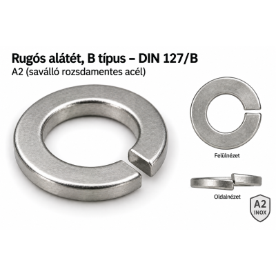 Rugós alátét, B típus – DIN 127/B, A2