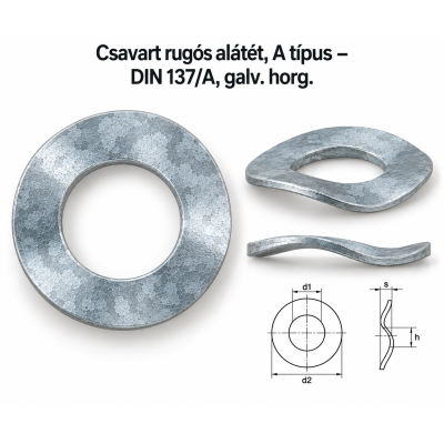 Csavart rugós alátét, A típus – DIN 137/A, galv. horg.