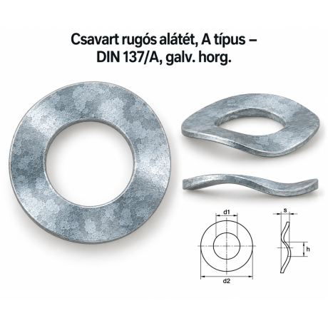 Csavart rugós alátét, A típus – DIN 137/A, galv. horg.
