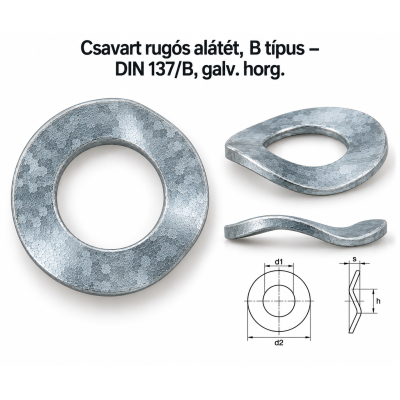 Csavart rugós alátét, B típus – DIN 137/B, galv. horg.