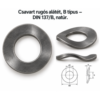 Csavart rugós alátét, B típus – DIN 137/B, natúr