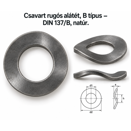 Csavart rugós alátét, B típus – DIN 137/B, natúr