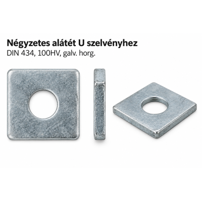 Négyzetes alátét U szelvényhez – DIN 434, 100HV, galv. horg.