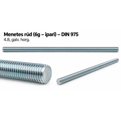 Menetes rúd (6g – ipari) – DIN 975, 4.8, galv. horg.